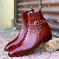 Handmade Burgundy Jodhpurs Leather Ankle Boots, Men's Formal Dress Boots 2021 - Thumbnail 1