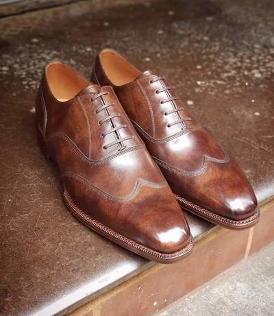 New Handmade Brown Shoes, Men's Wingtip Lace Up Leather Office Shoes