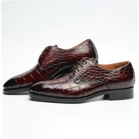Handmade Mens Alligators Shoes, Men Brown Crocodile Patterned Dress Shoes - Thumbnail 1