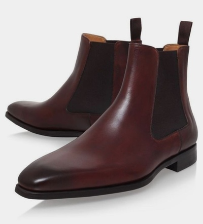 Handmade Burgundy Leather Chelsea Boot