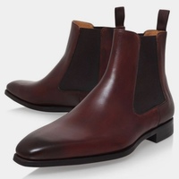 Handmade Burgundy Leather Chelsea Boot - Thumbnail 1