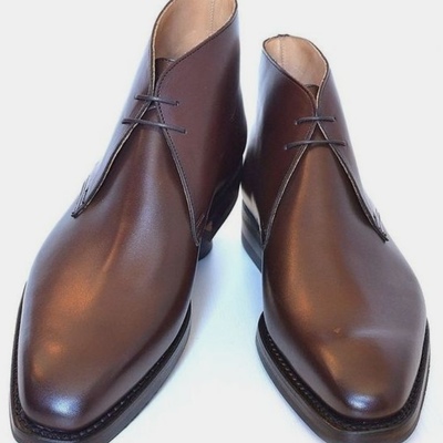 Men's dark brown chukka leather handmade boot
