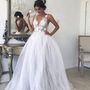 Ball Gown Tulle Wedding Dress Lace Appliques Bridal Gowns，815-1