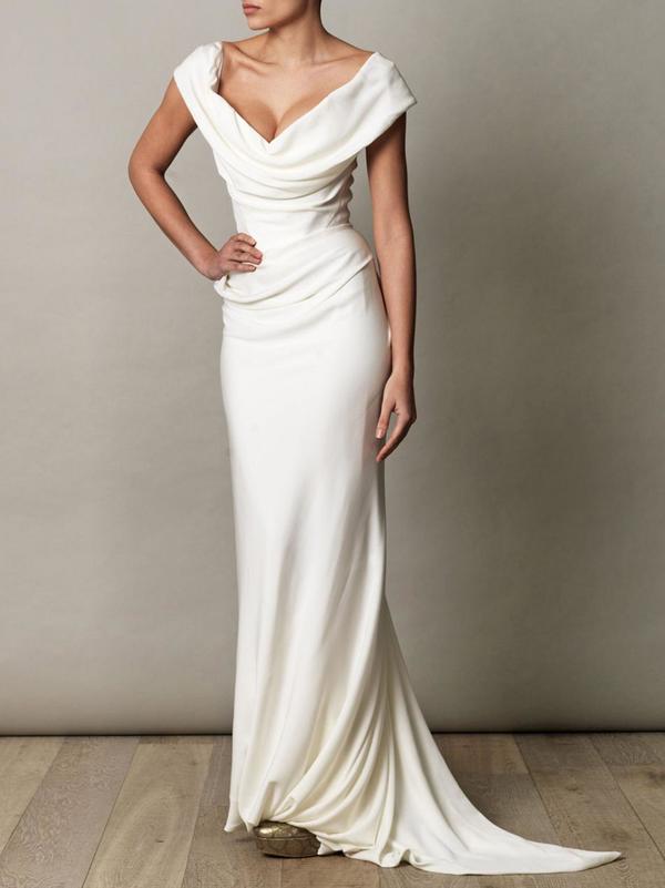 Elegant Ivory Prom Dress,Off Shoulder Evening Dress,Sleeveless Party Dress,Simple Wedding Dresses,Bridal Gowns,50
