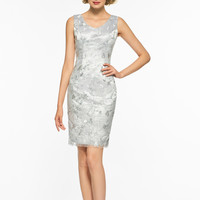 V Neck Sheath Lace Short Mother Of The Bride Dress,76 - Thumbnail 2