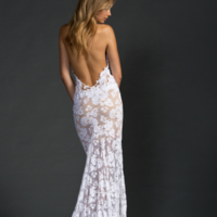 Beach Backless Wedding Dress Sexy Mermaid Lace White Open Backs Summer Wedding Dresses,22 - Thumbnail 1
