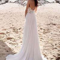Bohemian A Line V Neck Straps Chiffon Beach Wedding Dresses - Thumbnail 1