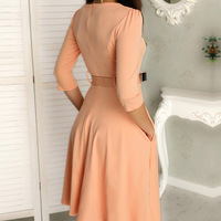 Slim Zipper Long-Sleeved Dress - Thumbnail 5