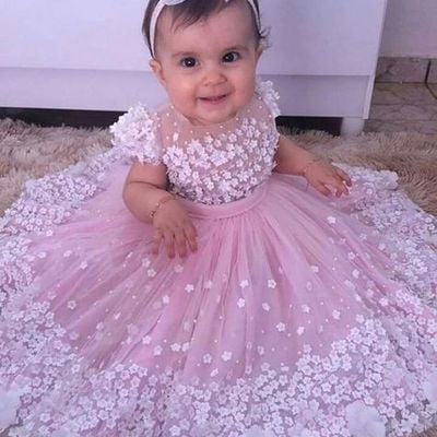 Lovely a-line cap sleeve pink tulle lace flower girl dresses