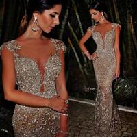 Long prom dress,mermaid prom dress,sexy prom dress,rhinestone prom dress,cap sleeve prom dress,gorgeous evening dress,party dress,820 - Thumbnail 2