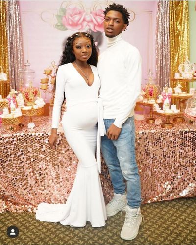 Mermaid Sash V-neck Long-sleeve Baby Shower Prom Dresses,823