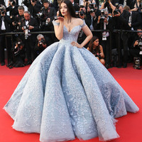 2020 Ball Gown Wedding Dress Plus Size Elegant Off The Shoulder Vintage Wedding Dress,Luxury Appliques Prom Dresses,827 - Thumbnail 1