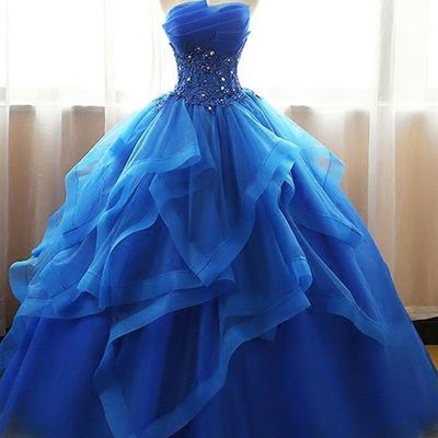 Ball gown wedding dresses strapless floor-length royal blue bridal gown,79