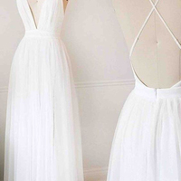 White Prom Dresses,Long Prom Dresses,Backless Prom Dresses,A-line Tulle Prom Dresses,Prom Dresses For Teens,Elegant Prom Dresses,Pretty Prom Gowns,84 - Thumbnail 1