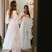 Boho Wedding Dress , Vintage A-line Bohemian Backless Gown 2020 with Balloon Sleeves,96 - Thumbnail 1