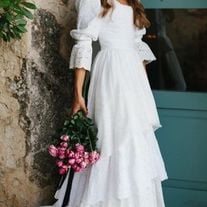 Boho Wedding Dress , Vintage A-line Bohemian Backless Gown 2020 with Balloon Sleeves,96