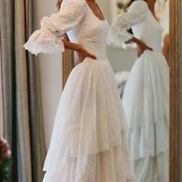 Boho Wedding Dress , Vintage A-line Bohemian Backless Gown 2020 with Balloon Sleeves,96 - Thumbnail 2