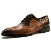 New Pure Handmade Tan Shaded & Black Leather Lace up Brogue Shoes for Men's - Thumbnail 4