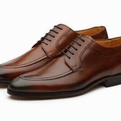 New pure handmade dark tan shaded leather lace up dress shoes for men's