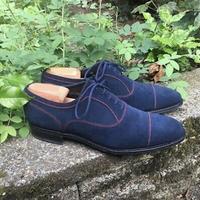 New Pure Handmade Suede Leather Blue Oxford Shoes for Men's - Thumbnail 4