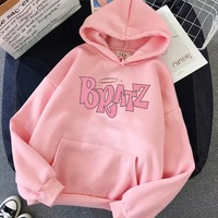 Letter Print Doll Loose Oversized Hoodie Long Sleeve Sweatshirt Sweater Pullover Jumper E-Girl Kawaii Korean Japanese Harajuku Streetwear - Thumbnail 4