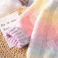 Pastel Rainbow Tie Dye Stripe Loose Oversize Knit Long Sleeve Sweatshirt Sweater Pullover Jumper E-Girl Kawaii Korean Japanese Harajuku Streetwear - Thumbnail 4