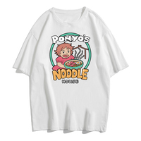 Vintage Anime Ramen Noodle Cartoon Print Loose White Short Sleeve Short T-shirt Top Causal Summer E-Girl Kawaii Korean Japanese Harajuku Streetwear - Thumbnail 6