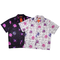 Funny Anime Genger Graphic Cartoon Print Loose Button Down Short Sleeve Short T-shirt Top Causal  E-Girl Kawaii Korean Japanese Harajuku Streetwear - Thumbnail 2