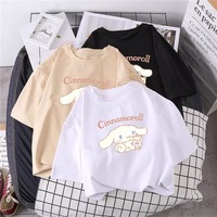 Cute Anime Cartoon Print Loose Oversize Short Sleeve Short T-shirt Top Causal Summer E-Girl Kawaii Korean Japanese Harajuku Streetwear - Thumbnail 2