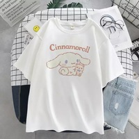Cute Anime Cartoon Print Loose Oversize Short Sleeve Short T-shirt Top Causal Summer E-Girl Kawaii Korean Japanese Harajuku Streetwear - Thumbnail 5