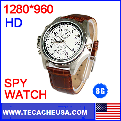 8gb white spy camera watch with leather wristband 