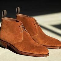 Brown Suede Leather Chukka Boots for Men, Stylish Brown Leather Lace Up Casual Dress Shoes, Men's Shoes - Thumbnail 4