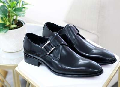 Luxury Black Leather Buckle Strap Designer Shoes for Men, Handmade Leather Monk Strap Boots, Dress Shoes, Mens Shoes, Luxury Fashion Shoes