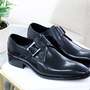 Luxury Black Leather Buckle Strap Designer Shoes for Men, Handmade Leather Monk Strap Boots, Dress Shoes, Mens Shoes, Luxury Fashion Shoes-1