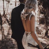 Marvelous Mermaid Square Neck Backless Sequins Wedding Dresses - Thumbnail 4