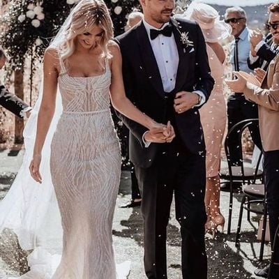 Marvelous mermaid square neck backless sequins wedding dresses - Thumbnail 2