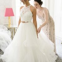 Charming Two Piece White Tulle Lace Wedding Dresses - Thumbnail 1