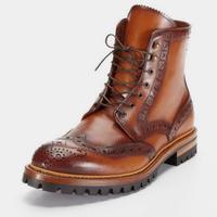 Outclass Handmade Two Tone Military outdoor working boot,Lace Up Leather Boot,Men's Boot,Wingtip Brogue Ankle High Boot - Thumbnail 1