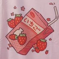 Cute Pink Strawberry Juice Box Graphic Cartoon Print Loose Short Sleeve Short T-shirt Top Casual E-Girl Kawaii Korean Japanese Harajuku Streetwear - Thumbnail 7