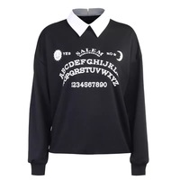 Black Ouija Board Magic Witch Oversized Sweatshirt Sweater Long Sleeve Pullover Jumper Goth Casual E-Girl Kawaii Korean Japanese Harajuku Streetwear - Thumbnail 6