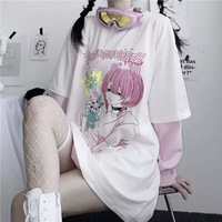 Goth Anime Girl Cartoon Print Loose Casual Sweatshirt Sweater Long Sleeve Shirt Pullover Jumper E-Girl Kawaii Korean Japanese Harajuku Streetwear - Thumbnail 3