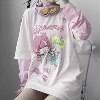 Goth Anime Girl Cartoon Print Loose Casual Sweatshirt Sweater Long Sleeve Shirt Pullover Jumper E-Girl Kawaii Korean Japanese Harajuku Streetwear - Thumbnail 4