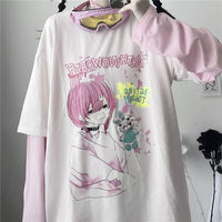 Goth Anime Girl Cartoon Print Loose Casual Sweatshirt Sweater Long Sleeve Shirt Pullover Jumper E-Girl Kawaii Korean Japanese Harajuku Streetwear - Thumbnail 8