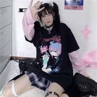 Goth Anime Girl Cartoon Print Loose Casual Sweatshirt Sweater Long Sleeve Shirt Pullover Jumper E-Girl Kawaii Korean Japanese Harajuku Streetwear - Thumbnail 9