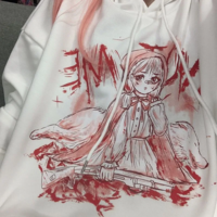 Pastel Pink Anime Girl Cartoon Loose Casual Hoodie Sweatshirt Sweater Long Sleeve Pullover Jumper E-Girl Kawaii Korean Japanese Harajuku Streetwear - Thumbnail 9