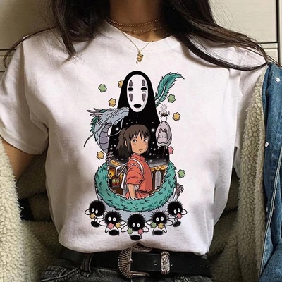 Japanese anime cartoon print loose casual short sleeve shirt t-shirt - Thumbnail 4