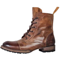 Handmade Mens Motorcycle Style Lace up Ankle Boots, Mens Punk Fashion Boot - Thumbnail 1