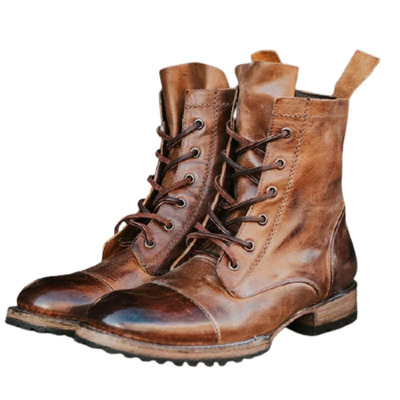 Handmade mens motorcycle style lace up ankle boots, mens punk fashion boot - Thumbnail 2