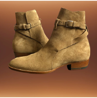 Handmade Mens Beige Suede Jodhpurs Boot, Men Casual Wear Ankle Boots