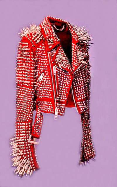 Women Red Spiked Jacket, Red Studded Leather Jacket, Women Spiked Steam Punk Jacket Gothic, Rockers Studded Jacket